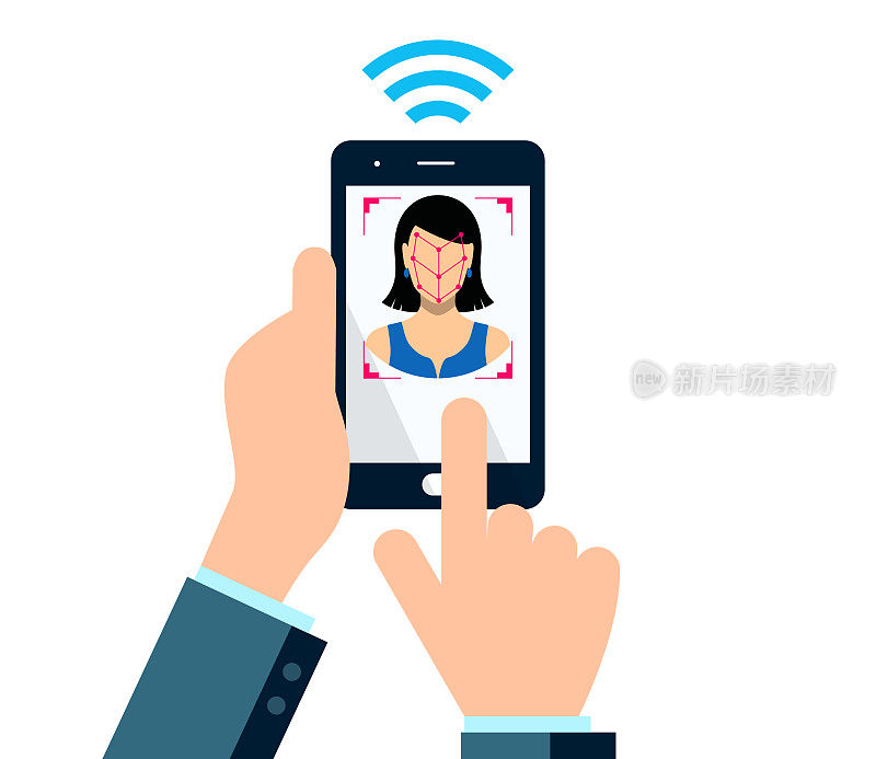 Smartphone Bio-metrics Of A Woman , Face Detection, Recognition And Identification